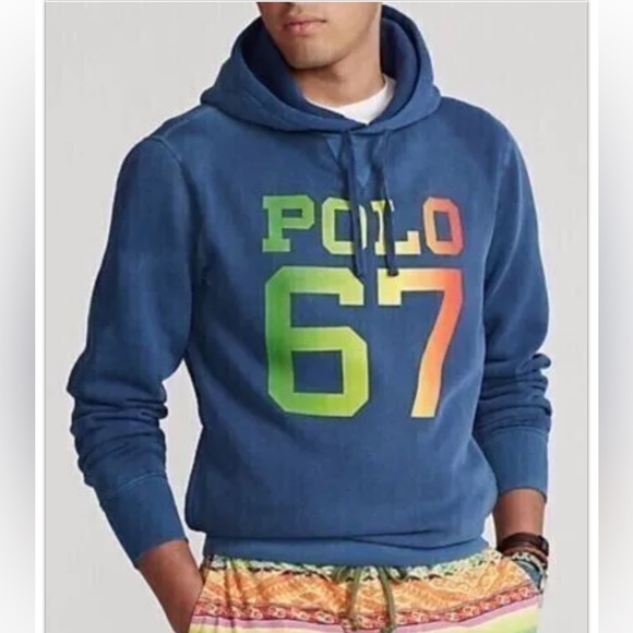Polo Ralph Lauren Men s 67 Spell Out Surf Hoodie Sweatshirt Navy Blue Sz XL NWT Shirts